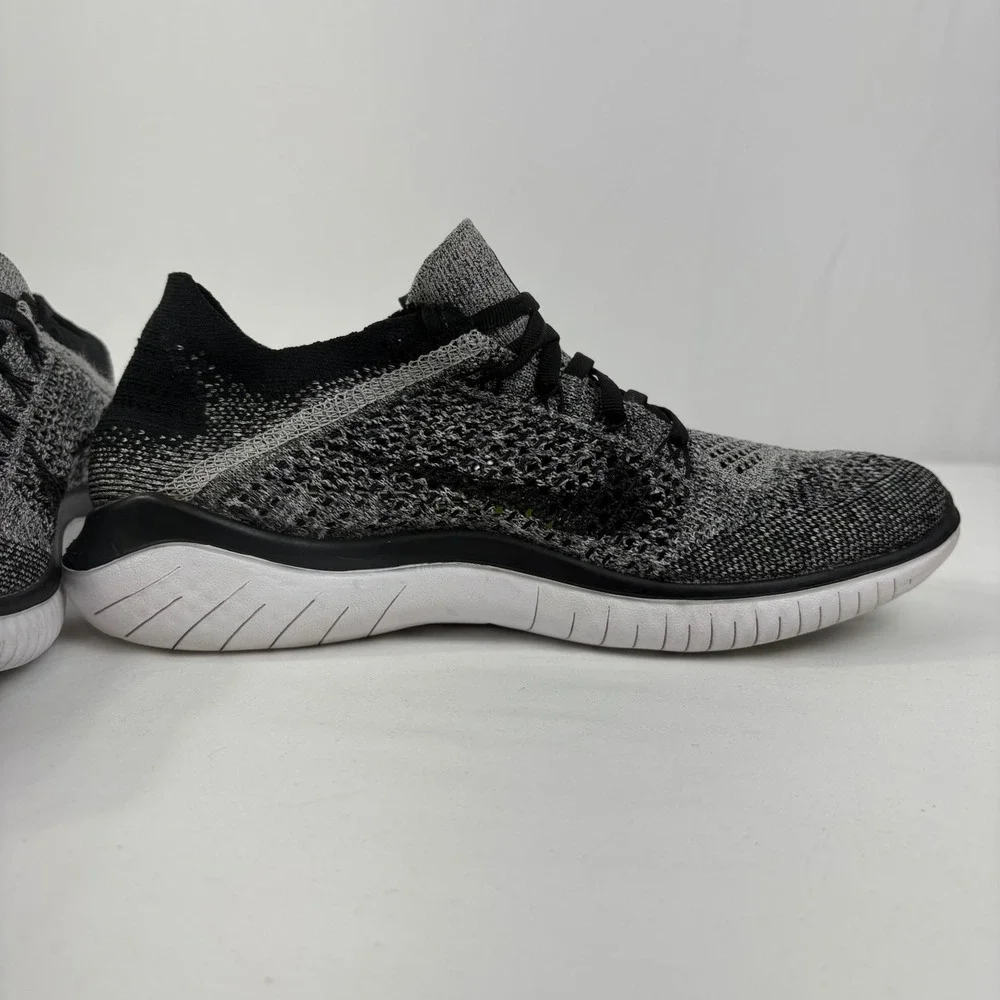 Nike Free RN Flyknit 2018 Womens Running‎ Shoes Black White Oreo Size 8.5